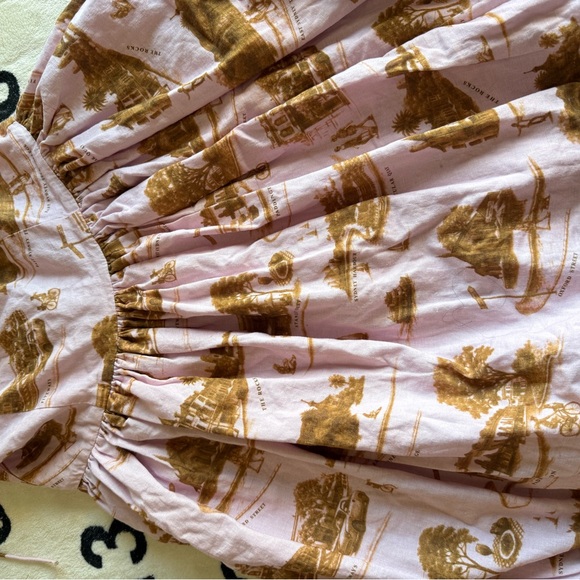 Pink and Brown Printed Linen Dress - Picture 8 of 10